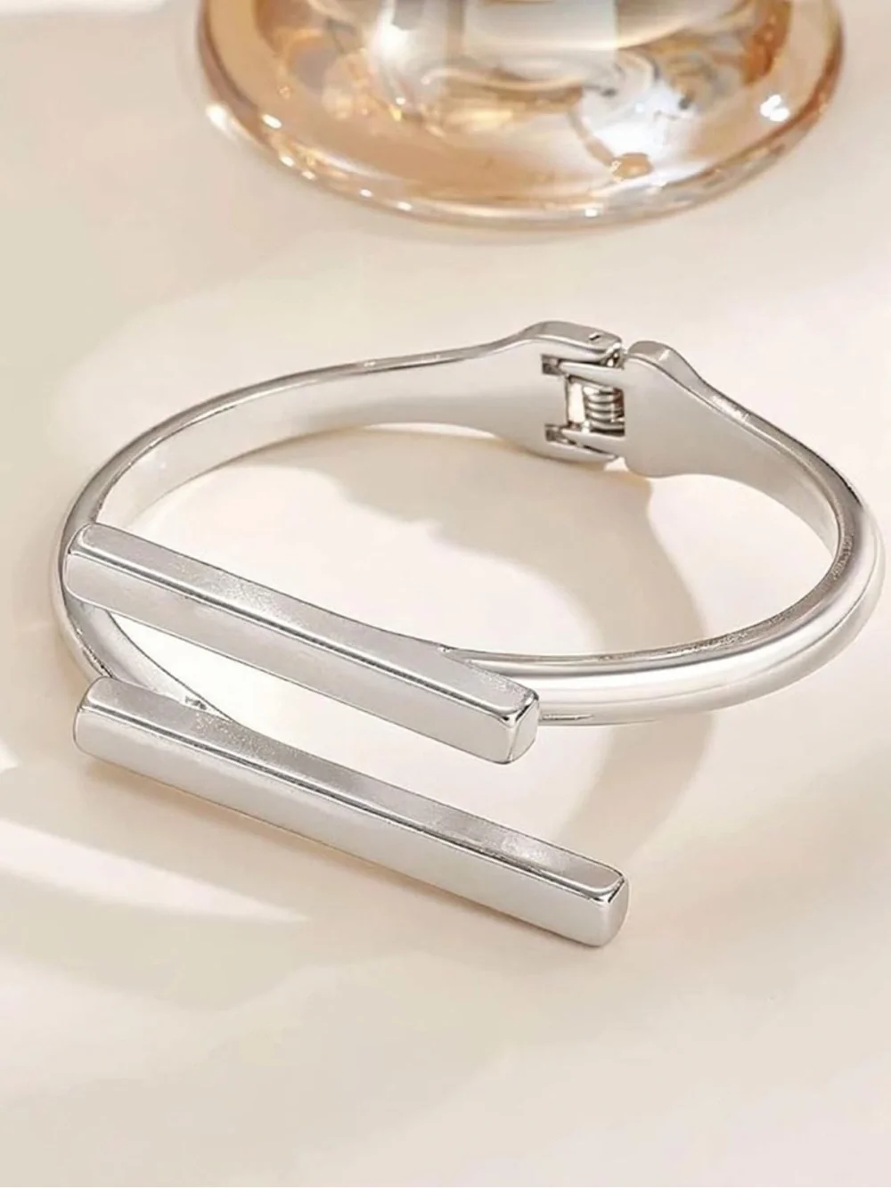 Silver Open Cuff Bracelet and Matching Ring Set